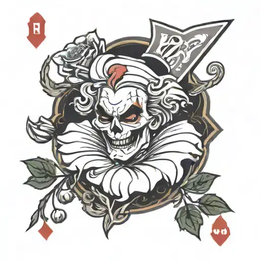 pumpkin rose chef knif playing card joker tattoo design idea