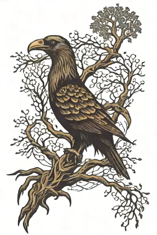 hugin munin yggdrasil tree tattoo design idea