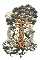 hugin munin yggdrasil tree tattoo design idea