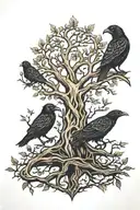 hugin munin yggdrasil tree tattoo design idea