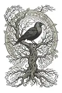 hugin munin yggdrasil tree tattoo design idea
