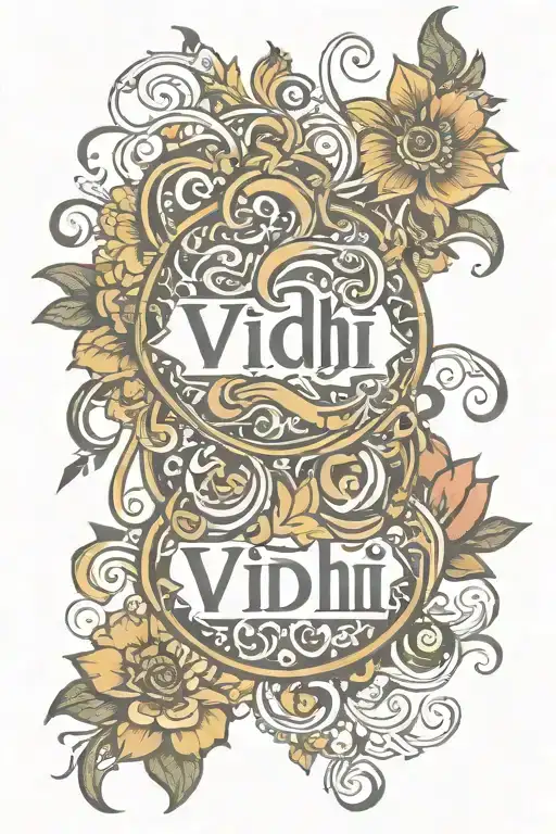 vidhi name written tattoo design idea