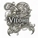 vidhi name written tattoo design idea