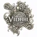 vidhi name written tattoo design idea