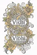 vidhi name written tattoo design idea