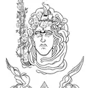 hades and Persephone together with narcissus and lilies around them tattoo design idea