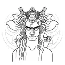 hades and Persephone together with narcissus and lilies around them tattoo design idea