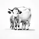 An innocent and cute cow in an uncomfortable place  tattoo design idea