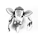 An innocent and cute cow in an uncomfortable place  tattoo design idea