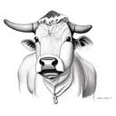 An innocent and cute cow in an uncomfortable place  tattoo design idea