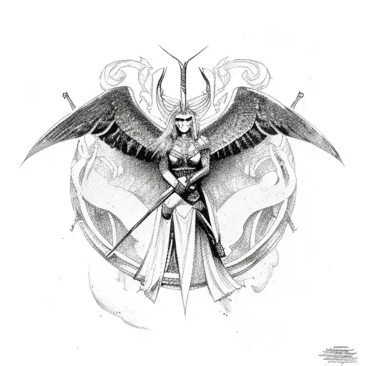 norse valkyrie  tattoo design idea