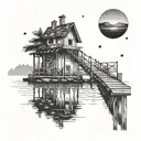 lake dock tattoo design idea