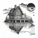 lake dock tattoo design idea