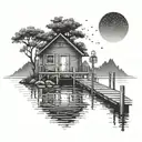 lake dock tattoo design idea
