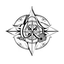 A minimalist tattoo of a compass surrounded by South American flora and fauna, symbolizing the client's love for travel and adventure. tattoo design idea