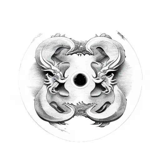 dog facing dragon yin yang tattoo design idea
