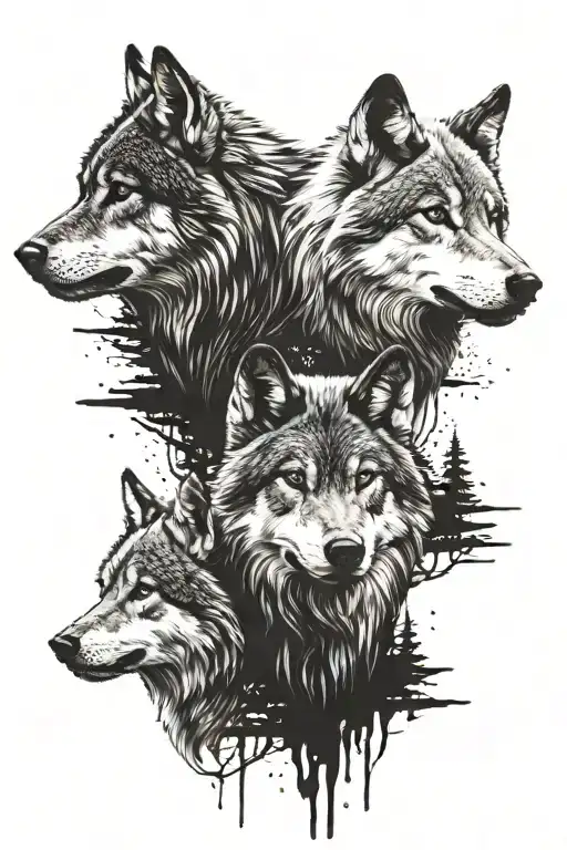 Loyalty Wolves  tattoo design idea