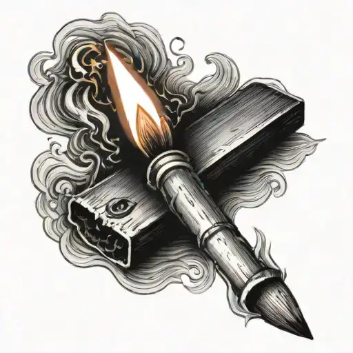Two burning matches in dark, depressing tones tattoo design idea