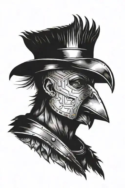  a crow on gladiator's head tattoo design idea