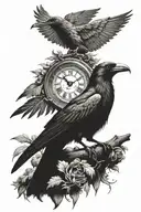 roman clock with a crow on gladiator  tattoo design idea