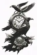 roman clock with a crow on gladiator  tattoo design idea