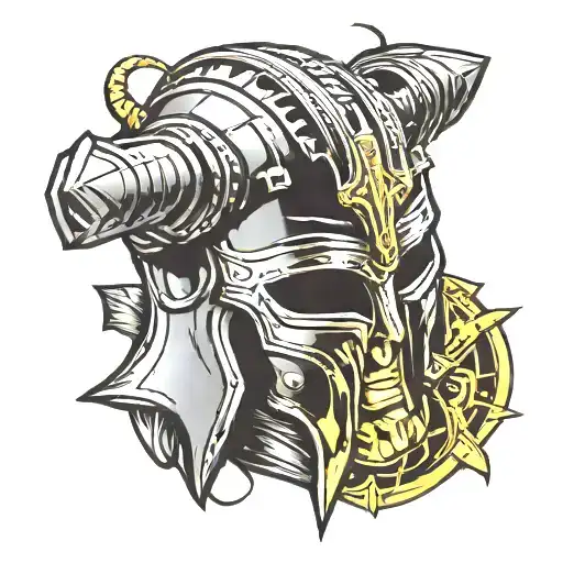 Thors hammer and Loki's helmet tattoo design idea
