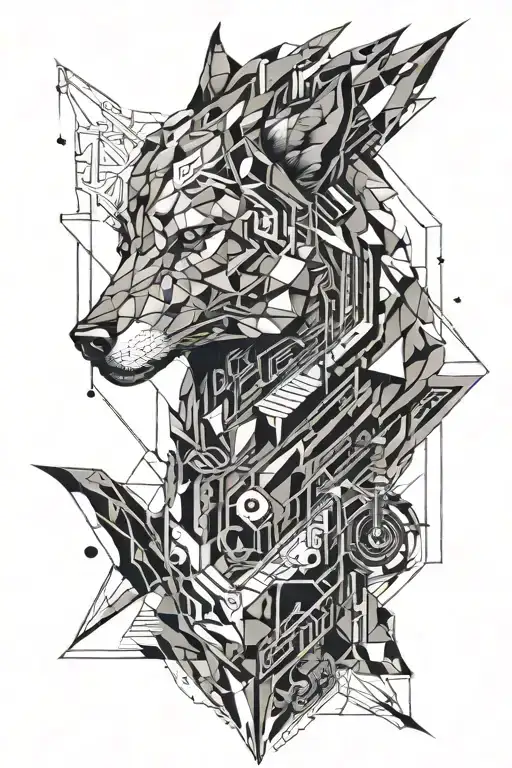 robotic wolf tattoo design idea