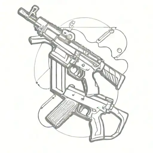 A minimalist tattoo design featuring a sleek AR15 rifle tattoo design idea