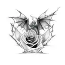 spine tattoo and a dragon coming out of a rose with daggers tattoo design idea
