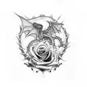spine tattoo and a dragon coming out of a rose with daggers tattoo design idea