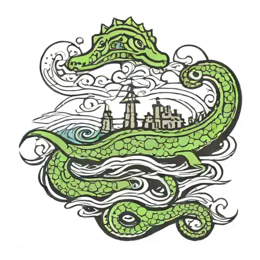 scotland loch ness monster  tattoo design idea