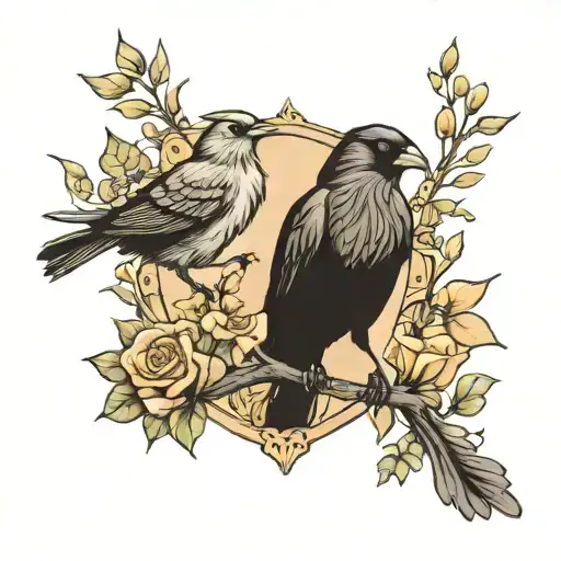 Blackbird and elf tattoo design idea