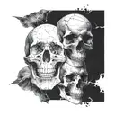 A skull split in half, one side pristine and the other half consumed by time tattoo design idea