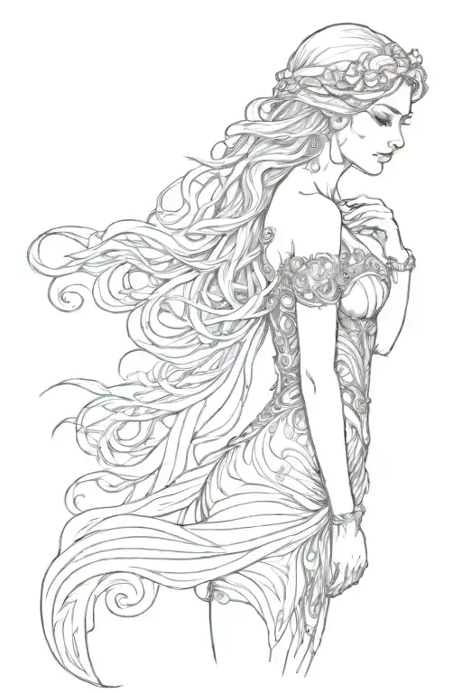 full body Aphrodite realistic sexy girl shoulder tattoo tattoo design idea
