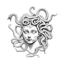 Medusa holding Poseidon's head  tattoo design idea
