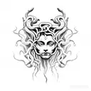 Medusa holding Poseidon's head  tattoo design idea