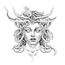 Medusa holding Poseidon's head  tattoo design idea