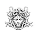 Medusa holding Poseidon's head  tattoo design idea