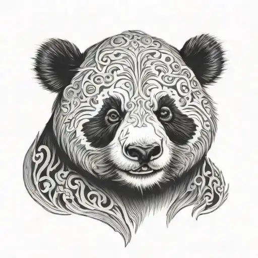 panda face  ghost tattoo design idea