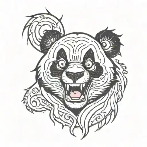 panda face  ghost tattoo design idea