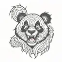 panda face  ghost tattoo design idea