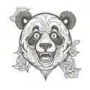panda face  ghost tattoo design idea
