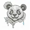 panda face  ghost tattoo design idea