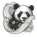 panda face surrounded by waves tattoo design idea