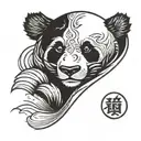 panda face surrounded by waves tattoo design idea
