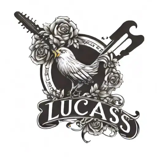 include name "Lucas" based on music and love  tattoo design idea