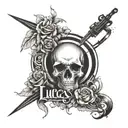 include name "Lucas" based on music and love  tattoo design idea