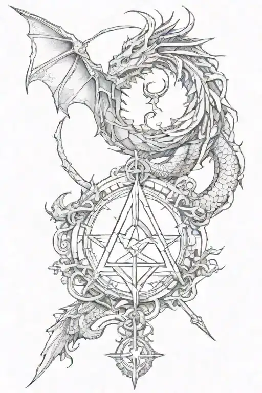 dragon masonic symbol tattoo design idea