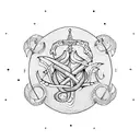 symbol representing a clam person with scorpio zodiac sign and starts  tattoo design idea