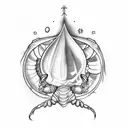 scorpio zodiac sign with starts along with a symbol representing a clam person tattoo design idea